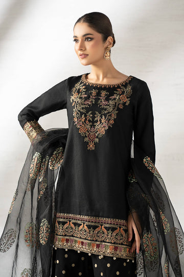 MARIA B | LUXURY PRET | 3 PIECE EMBROIDERED STAPLE DOBBY SUIT | DW-W25-07-BLACK
