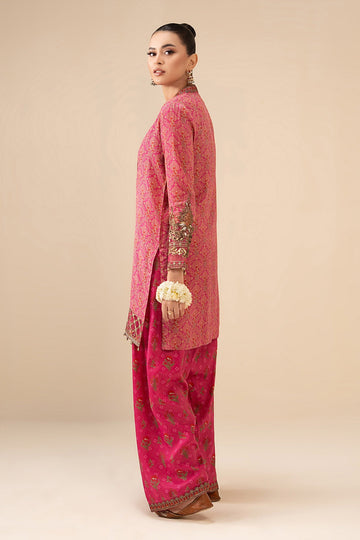 MARIA B | LUXURY PRET | 2 PIECE EMBROIDERED RAW SILK SUIT | DW-W25-11-PINK