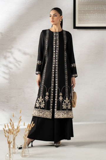 MARIA B | LUXURY PRET | 3 PIECE EMBROIDERED KHADDAR SUIT | DW-W25-14-BLACK