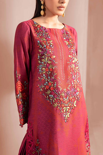 MARIA B | LUXURY PRET | 3 PIECE EMBROIDERED JACQUARD SUIT | DW-W25-15-PINK
