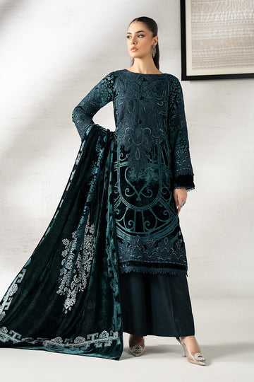 MARIA B | LUXURY PRET | 3 PIECE EMBROIDERED PALACHI SUIT | DW-W25-19-TEAL