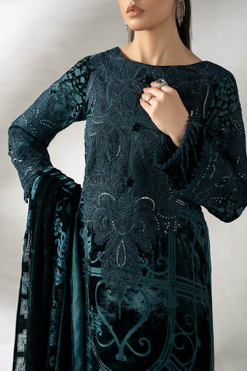 MARIA B | LUXURY PRET | 3 PIECE EMBROIDERED PALACHI SUIT | DW-W25-19-TEAL