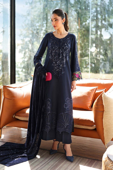 MARIA B | LUXURY PRET | 3 PIECE EMBROIDERED LINEN SUIT | DW-W25-20-BLUE