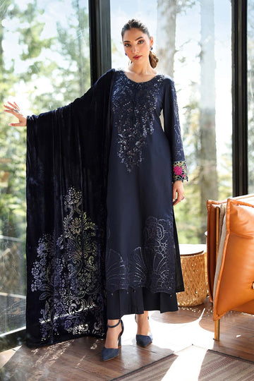 MARIA B | LUXURY PRET | 3 PIECE EMBROIDERED LINEN SUIT | DW-W25-20-BLUE
