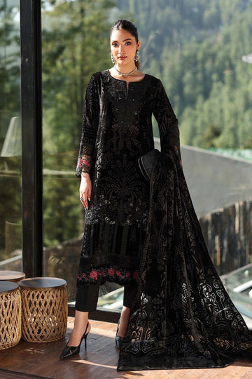 MARIA B | LUXURY PRET | 3 PIECE EMBROIDERED PALACHI SUIT | DW-W25-23-BLACK