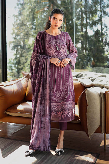 MARIA B | LUXURY PRET | 3 PIECE EMBROIDERED LINEN SUIT | DW-W25-24-PURPLE