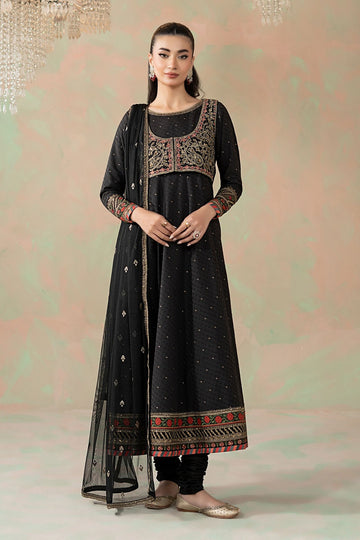 MARIA B | LUXURY PRET | 3 PIECE EMBROIDERED FILAMENT VISCOSE SUIT | DW-W25-28-BLACK