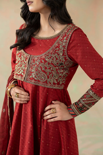 MARIA B | LUXURY PRET | 3 PIECE EMBROIDERED FILAMENT VISCOSE SUIT | DW-W25-28-RED