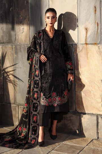 MARIA B | LUXURY PRET | 3 PIECE EMBROIDERED PALACHI SUIT | DW-W25-29-BLACK