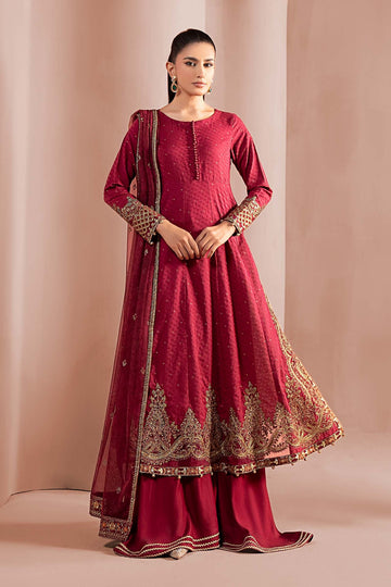 MARIA B | LUXURY PRET | 3 PIECE EMBROIDERED FILAMENT VISCOSE SUIT | DW-W25-31-PINK