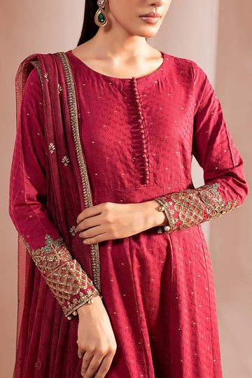 MARIA B | LUXURY PRET | 3 PIECE EMBROIDERED FILAMENT VISCOSE SUIT | DW-W25-31-PINK