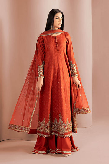 MARIA B | LUXURY PRET | 3 PIECE EMBROIDERED FILAMENT VISCOSE SUIT | DW-W25-31-RUST