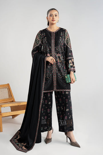 MARIA B | LUXURY PRET | 3 PIECE EMBROIDERED KHADDAR SUIT | DW-W25-35-BLACK