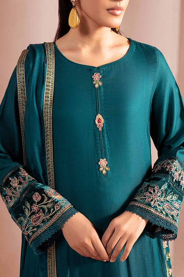 MARIA B | LUXURY PRET | 3 PIECE EMBROIDERED MARINA SUIT | DW-W25-36-TEAL