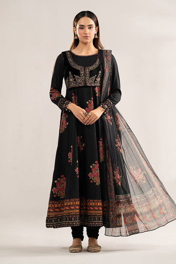 MARIA B | LUXURY PRET | 3 PIECE EMBROIDERED LINEN SUIT | DW-W25-39-BLACK
