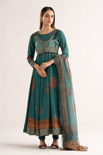 MARIA B | LUXURY PRET | 3 PIECE EMBROIDERED LINEN SUIT | DW-W25-39-GREEN