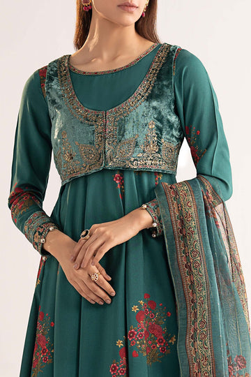 MARIA B | LUXURY PRET | 3 PIECE EMBROIDERED LINEN SUIT | DW-W25-39-GREEN