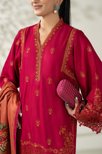 MARIA B | LUXURY PRET | 3 PIECE EMBROIDERED MARINA SUIT | DW-W25-46-HOT PINK