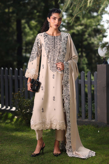 MARIA B | LUXURY PRET | 3 PIECE EMBROIDERED KARANDI SUIT | DW-W25-47-BEIGE