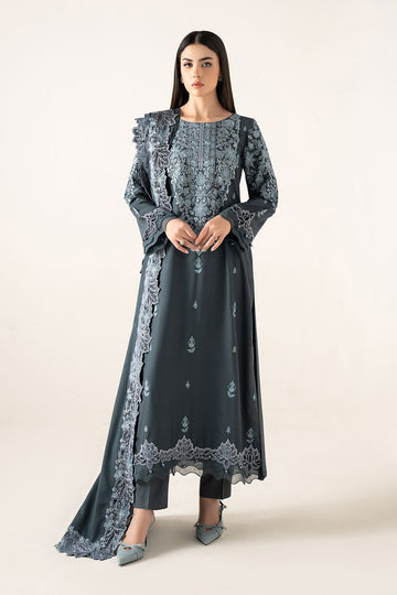 MARIA B | LUXURY PRET | 3 PIECE EMBROIDERED KARANDI SUIT | DW-W25-47-DULL BLUE