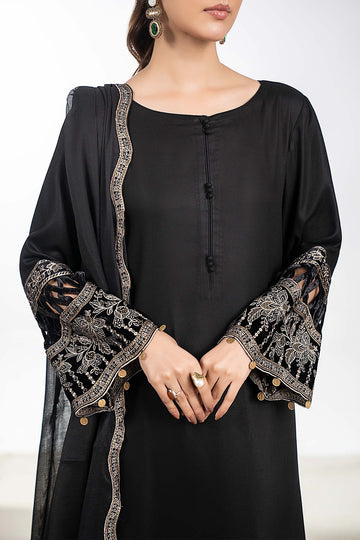 MARIA B | LUXURY PRET | 3 PIECE EMBROIDERED MARINA SUIT | DW-W25-48-BLACK