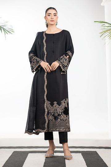 MARIA B | LUXURY PRET | 3 PIECE EMBROIDERED MARINA SUIT | DW-W25-48-BLACK
