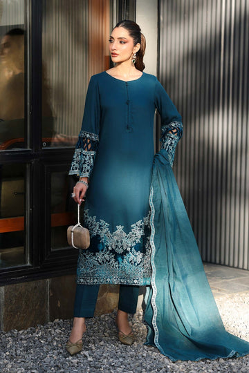 MARIA B | LUXURY PRET | 3 PIECE EMBROIDERED MARINA SUIT | DW-W25-48-TEAL