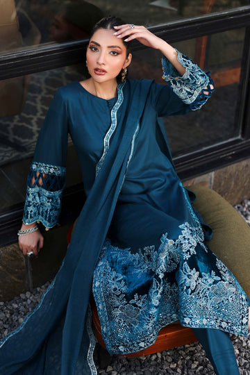 MARIA B | LUXURY PRET | 3 PIECE EMBROIDERED MARINA SUIT | DW-W25-48-TEAL