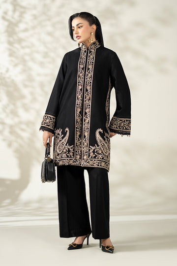 MARIA B | LUXURY PRET | 3 PIECE EMBROIDERED KHADDAR SUIT | DW-W25-49-BLACK