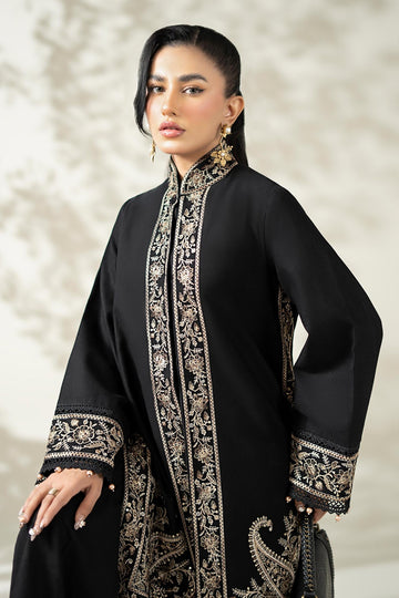 MARIA B | LUXURY PRET | 3 PIECE EMBROIDERED KHADDAR SUIT | DW-W25-49-BLACK