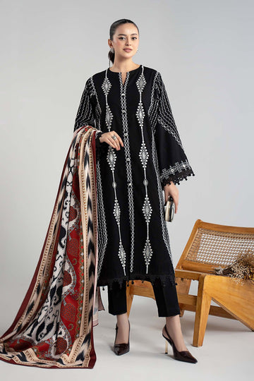 MARIA B | LUXURY PRET | 3 PIECE EMBROIDERED KHADDAR SUIT | DW-W25-51-BLACK