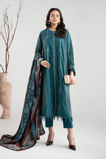 MARIA B | LUXURY PRET | 3 PIECE EMBROIDERED KHADDAR SUIT | DW-W25-51-BLUE