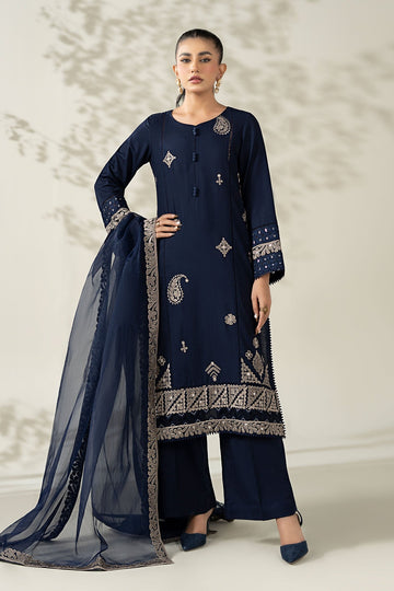 MARIA B | LUXURY PRET | 3 PIECE EMBROIDERED MARINA SUIT | DW-W25-54-BLUE