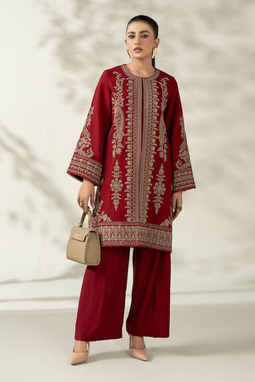 MARIA B | LUXURY PRET | 3 PIECE EMBROIDERED KHADDAR SUIT | DW-W25-58-MAROON