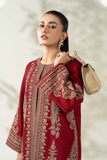 MARIA B | LUXURY PRET | 3 PIECE EMBROIDERED KHADDAR SUIT | DW-W25-58-MAROON