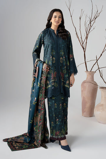 MARIA B | LUXURY PRET | 3 PIECE EMBROIDERED LINEN SUIT | DW-W25-59-TEAL