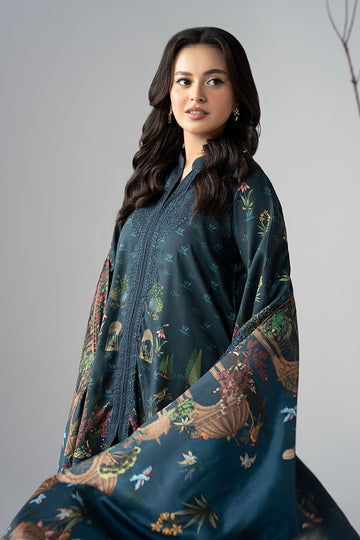MARIA B | LUXURY PRET | 3 PIECE EMBROIDERED LINEN SUIT | DW-W25-59-TEAL