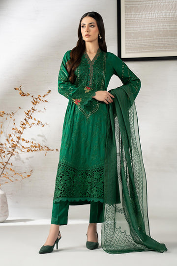 MARIA B | LUXURY PRET | 3 PIECE EMBROIDERED LINEN SUIT | DW-W25-74-GREEN