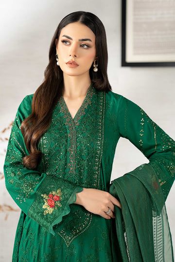 MARIA B | LUXURY PRET | 3 PIECE EMBROIDERED LINEN SUIT | DW-W25-74-GREEN