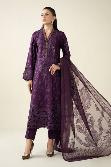 MARIA B | LUXURY PRET | 3 PIECE EMBROIDERED LINEN SUIT | DW-W25-74-PURPLE