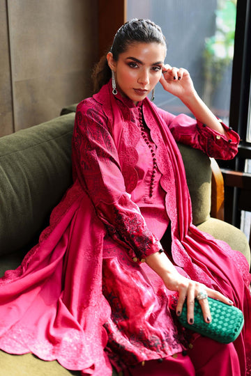MARIA B | LUXURY PRET | 3 PIECE EMBROIDERED COTTON JACQUARD SUIT | DW-W25-75-RED