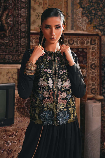 MARIA B | LUXURY PRET | 3 PIECE EMBROIDERED KHADDAR SUIT | DW-W25-81-BLACK
