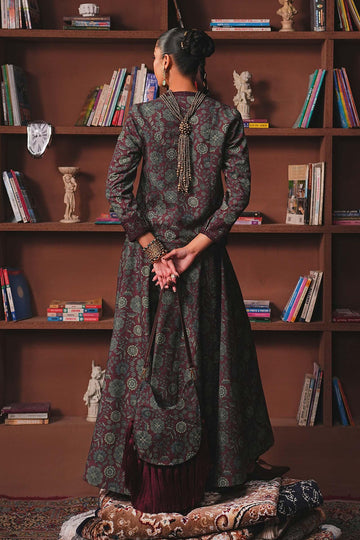 MARIA B | LUXURY PRET | EMBROIDERED PK RAW SILK SKIRT SET | DW-W25-82-MAROON