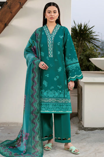FARASHA | SUMMER WEAVES EMBROIDERED LAWN'25 | DEWY TEAL