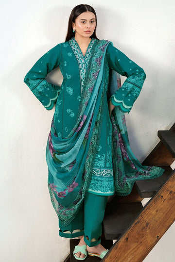 FARASHA | SUMMER WEAVES EMBROIDERED LAWN'25 | DEWY TEAL