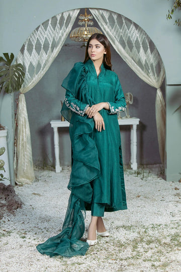 MAHNOOR MUJTABA | LUXURY PRET | DUSKY TEAL GREEN