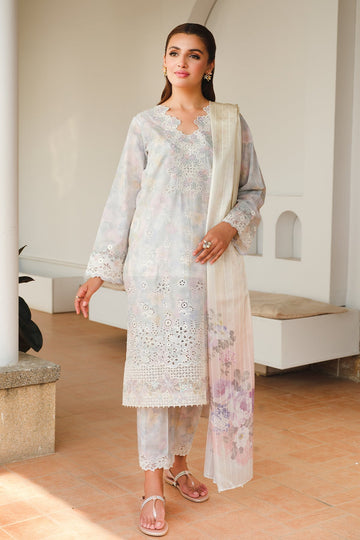 BAROQUE  | EMBROIDERED PRINTED LAWN UF-657