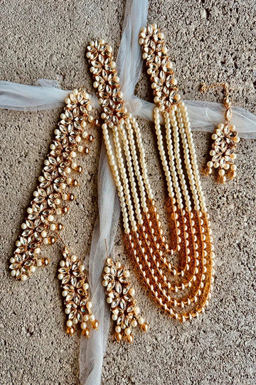 KOH-E-GEM | JEWELLERY | ETHEREAL PEARL CASCADE SET - GOLD