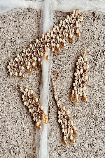 KOH-E-GEM | JEWELLERY | ETHEREAL PEARL CASCADE SET - GOLD