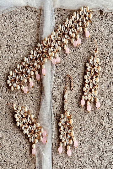 KOH-E-GEM | JEWELLERY | ETHEREAL PEARL CASCADE SET - PINK